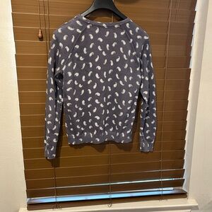 LOFT Purple Knit Top with White Pattern